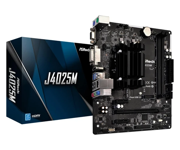 ASRock J4025M Intel® Çift Çekirdekli İşlemci J4025 (2,9 GHz'e kadar) Anakart ürün görseli 1