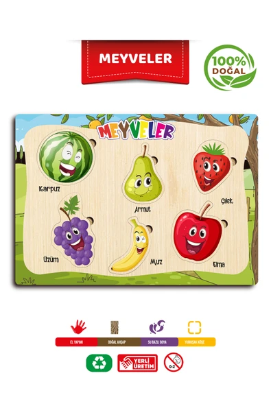 ahşap eğitici öğretici sevimli meyveler meyveleri öğreniyorum ürün görseli 1