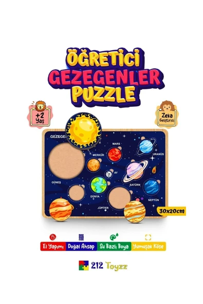 Solar Sistem Gezegenler Eğitici Ahşap Bultak Yapboz Oyuncak Puzzle ürün görseli 1