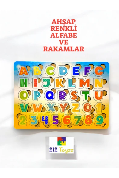 ahşap renkli alfabe ve rakamlar  serisi  Ahşap Eğitici  Büyük Harfler Eğitici Bultak Puzzle ürün görseli 1
