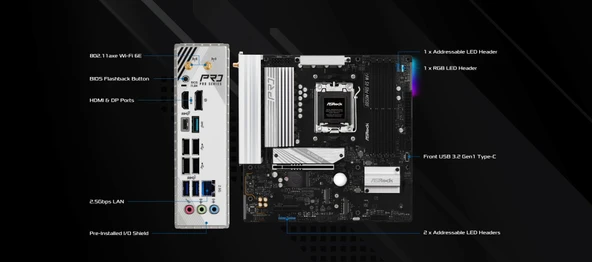 MB ASRock AMD AM5 B850M Pro RS WiFi - Resim 3