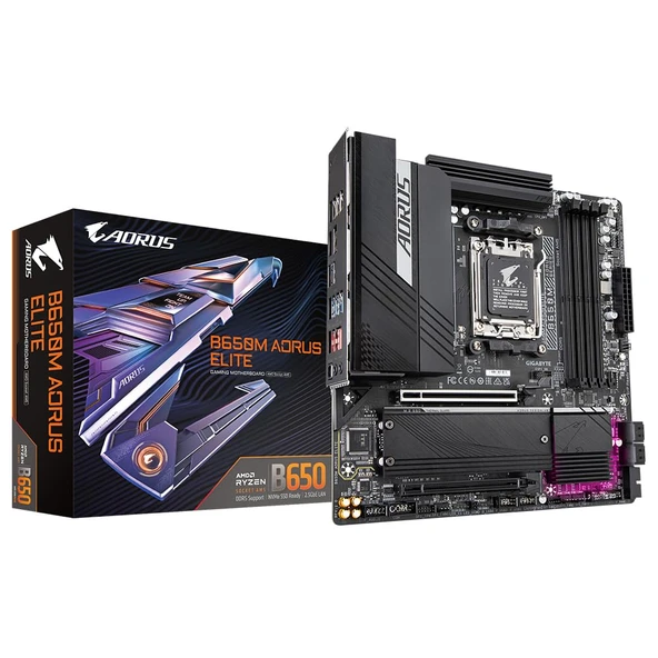 GIGABYTE B650M AORUS Elite anakart - AMD Ryzen 9000 CPU'ları, 12+2+2 fazlı VRM'yi, 8000 MHz'e kadar DDR5, 1xPCIe 5.0 + 1xPCIe 4.0 M.2, 2.5GbE LAN, USB 3.2 Gen 2x2'yi destekler ürün görseli 1