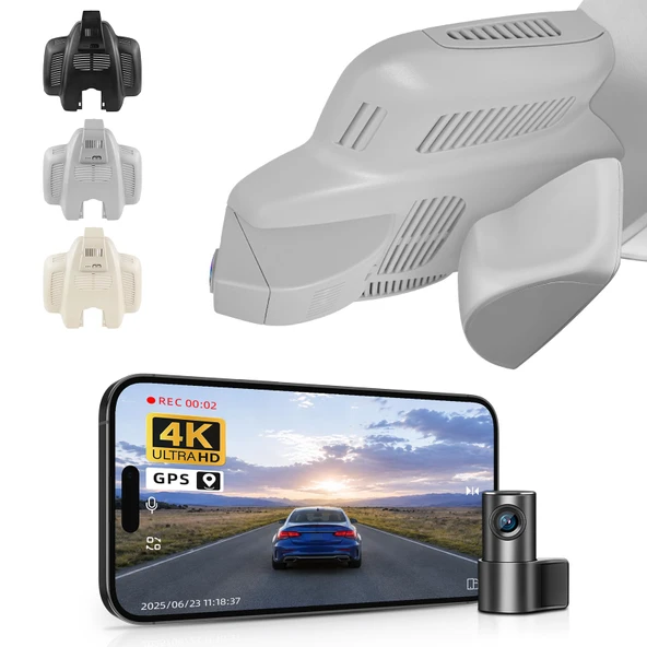 Mercedes-Benz C-Class Gen4 W/S/C/A 205 2015-2021 (Model E Gri), C200 C250 C300 vb. için Ön 4K ve Arka 1080p Araç Kamerası, OEM Görünüm, WiFi ve APP, Döngü Kayıt, G-Sensor, 128 GB Kart ürün görseli 1