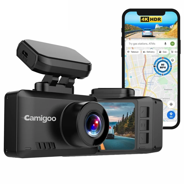 Camigoo® T8 Pro - Arabalar için 4K Araç Kamerası - Ön Kamera - WiFi ve GPS - Starlight Gece Görüşü - G-Sensor - Döngü Kayıt - Park Monitörü - Hareket Algılama - Manyetik Konektör - 64GB SD Kart ürün görseli 1