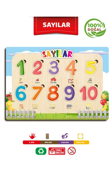 ahşap eğitici öğretici sevimli türkçe sayılar sayıları öğreniyorum ürün görseli 1