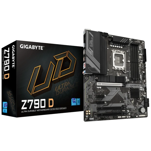 GIGABYTE Z790 D Anakart - Intel Core 14. Nesil CPU'ları, 12+1+1 fazlı Dijital VRM'yi, 7600MHz DDR5 (OC), 3xPCIe 4.0 M.2, 2.5GbE LAN, USB 3.2 Gen 2'yi destekler ürün görseli 1