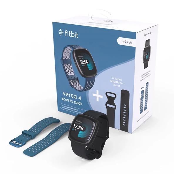 Fitbit Versa 4 Paketi (Spor Kordonlu) Dahili GPS ve 6 Güne Kadar Pil Ömrü ile Fitness Akıllı Saati - Android ve iOS ile uyumlu, Siyah/Grafit ürün görseli 1