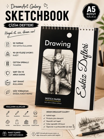 DreamArt Galery Çizim Defteri Sketch Book A/5, Eskiz Defteri (14.8 X 21) ürün görseli 1
