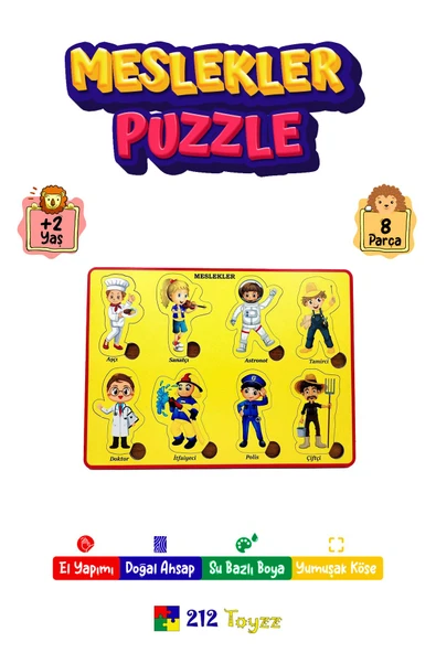 ahşap öğretici meslekler sok tak puzzle ürün görseli 1