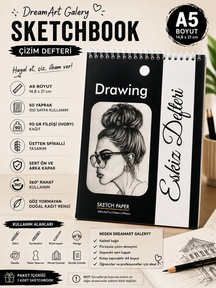 DreamArt Galery Çizim Defteri Sketch Book A/5, Eskiz Defteri (14.8 X 21) ürün görseli 1