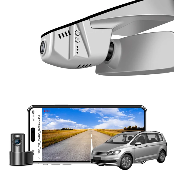 Ön 4K ve arka 1080p çizgi kam VW Touran 2016 için özel uyum 2017 2018 2019 2020 2021 2022 2024 (Model B gri),Trendline Comfortline Highline R-Line, UHD 2160P, uygulama ve WiFi, döngü kaydı,128GB kart ürün görseli 1