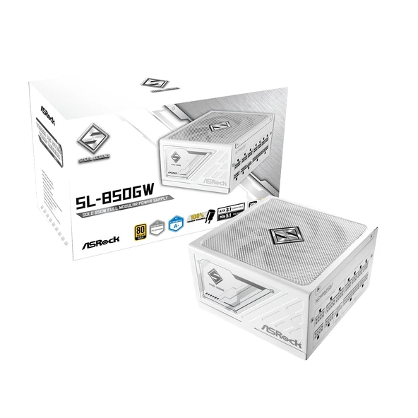 ASRock Steel Legend White Edition SL-850GW 850W ATX 3.1 PCle 5.1 Tam Modüler 10 Yıl Garanti 135mm FDB Fan iCOOL Akıllı Güç Kaynağı 80 Plus Gold Cybenetics Platinum 12V-2x6 Kablo ürün görseli 1