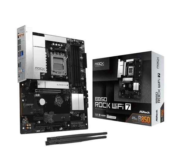 B850 Rock WiFi7 AM5 ATX HDMI/USB-C ürün görseli 1