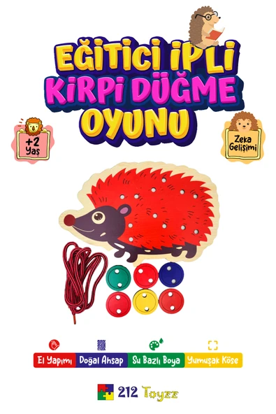 ahşap ipli kirpi düğme oyunu ürün görseli 1