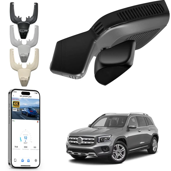 4K Araç Kamerası Mercedes-Benz GLE(W167/C167) 2020-2025 ve GLS(X167) 2020-2025(Model C Siyah), 4MATIC, OEM Görünüm, Döngü Kayıt, UHD 2160P Video, Uygulama ve WiFi, 64GB Kart için özel uyum ürün görseli 1