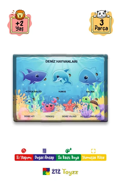 Ahşap Çocuk Puzzle Renkli Balık ürün görseli 1