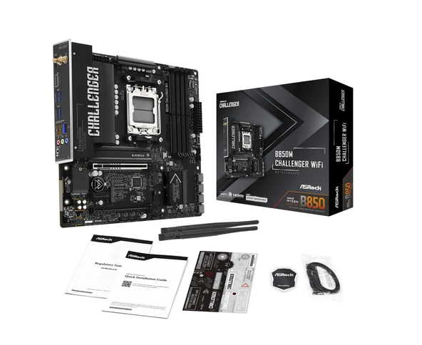 B850M Challenger WiFi AM5 mATX HDMI/DP ürün görseli 1