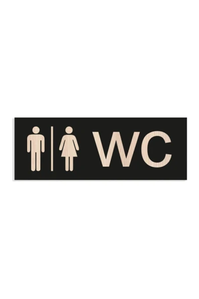 Wc Yönlendirme Yazısı Siyah Ahşap 23x8 Cm ürün görseli 1