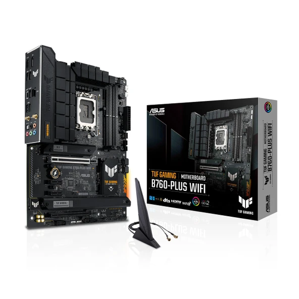 ASUS TUF GAMING B760-PLUS WIFI anakart ATX LGA1700 soket B760 yonga seti USB 3.2 Gen 1 2 USB-C Gen2 2x2 2.5 Gigabit LAN Wi-Fi 6 Bluetooth Yerleşik grafik CPU gerekli HD Ses 8 kanallı ürün görseli 1