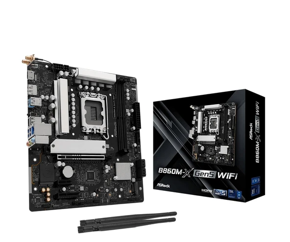ASRock B860M-X Gen5 WiFi LGA1851 Micro-ATX anakart, Intel Core Ultra Series 2 işlemcileri, DDR5 9066+(OC), PCIe 5.0 x16, WiFi 6E, 2.5G LAN'ı destekler ürün görseli 1