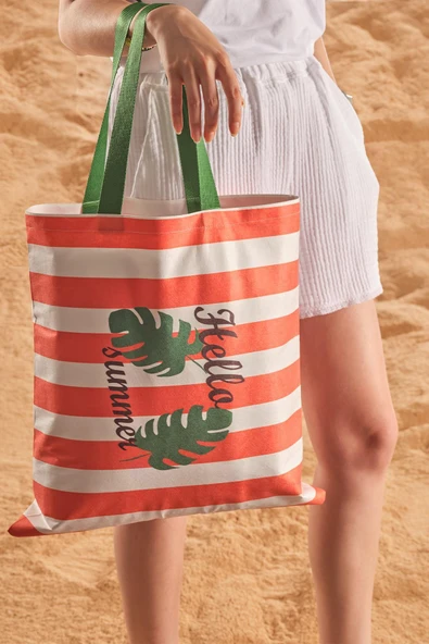 Hello Summer Desen Baskılı Plaj Çantası ürün görseli 1