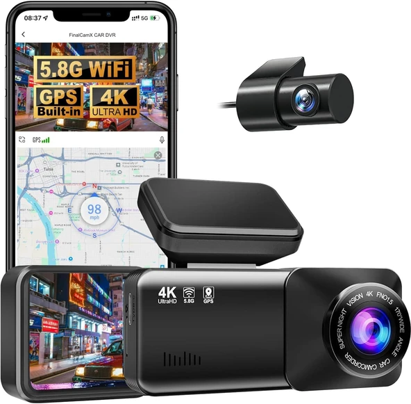 Osmo Dashcam Pro 2.0, 4K Ön Arka, 5,8 GHz WiFi, Ücretsiz 64 GB Kart, Park İzleme Özellikli Dashcam, 170° Geniş Açı, Park Modu ve Gece Görüşü ürün görseli 1