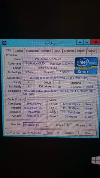 Intel SR19H E5-2697 2.7GHZ 1866MHZ V2 12C PROC - Resim 2