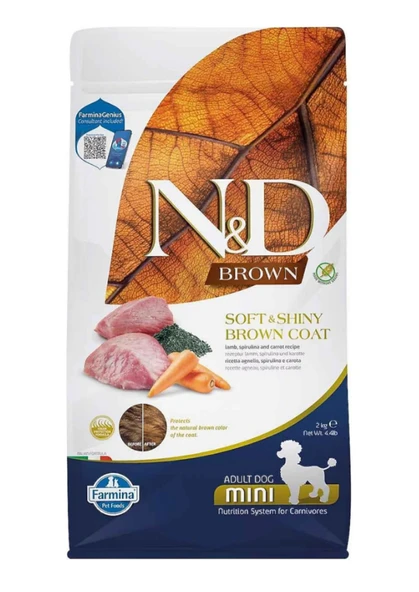 N&D Brown Kuzu Etli Spirulina ve Havuçlu Küçük Irk Yetişkin Köpek Maması 2 Kg ürün görseli 1
