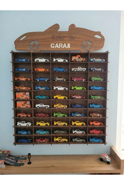 hotwheels Oyuncak Araba Rafı 50'li Beyaz - Resim 4