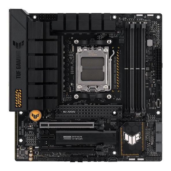 ASUS TUF Gaming B650M-PLUS anakart soketi AMD AM5 (Ryzen 7000, Micro-ATX, PCIe 5.0, DDR5 bellek, 14 güç aşaması, USB 3.2 Gen 2x2 Type-C, 2.5G Ethernet, Aura Sync) ürün görseli 1