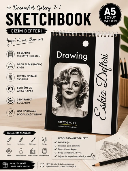 DreamArt Galery Çizim Defteri Sketch Book A/5, Eskiz Defteri (14.8 X 21) ürün görseli 1