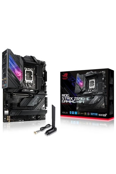ASUS ROG Strix Z690-E Oyun WiFi anakart soketi Intel LGA 1700 (Intel Z690, ATX, PCIe 5.0, DDR5 bellek, WiFi 6E, 5X M.2, USB 3.2 Gen 2x2 Type-C, Aura Sync) ürün görseli 1