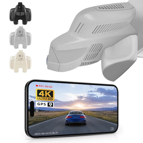 Mercedes-Benz C-Class Gen4 W/S/C/A 205 2015-2021 (Model E Gri), C200 C250 C300 vb. için 4K Araç Kamerası, OEM Görünüm, UHD 2160P, WiFi ve APP, Döngü Kayıt, G-Sensor, Kurulumu Kolay, 64 GB Kart ürün görseli 1