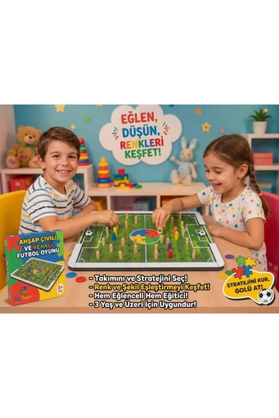 ahşap çivili futbol oyunu strateji ve zeka oyunu 44*34 cm ürün görseli 1