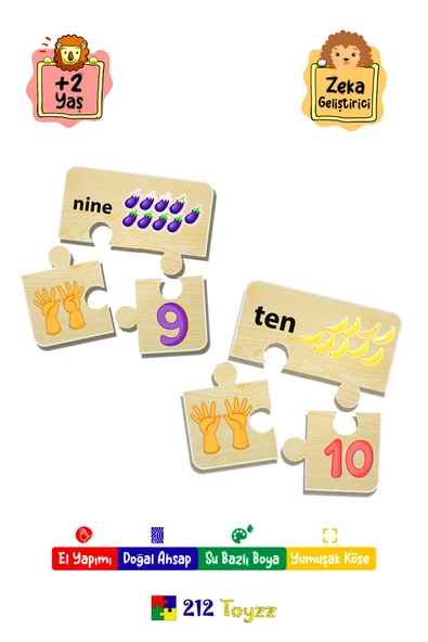 Ahşap Eşleştirme Puzzle Sayılar 3 Lü 10 Çift - Resim 2