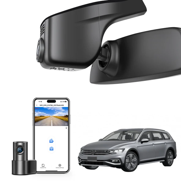 VW Passat B8 2015-2024 için Ön 4K ve Arka 1080p Araç Kamerası (Model A Siyah), Conceptline/Temel Business Elegance R-Line GTE BlueMotion Alltrack, UHD 2160P, Uygulama ve WiFi, Döngü Kayıt, 128 GB Kart ürün görseli 1
