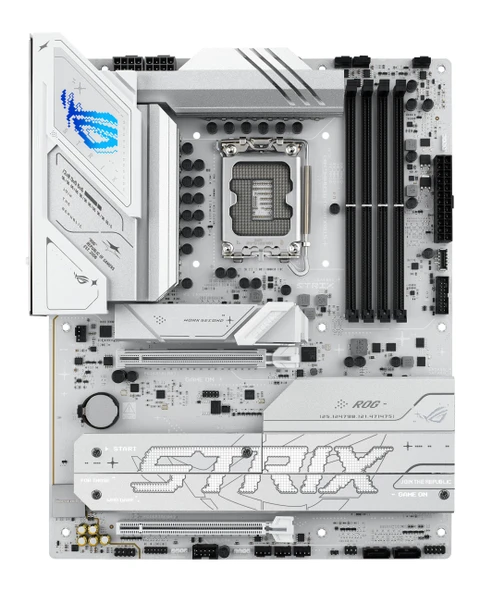 ASUS ROG Strix B760-A Oyun WiFi anakart soketi Intel LGA 1700 (Intel B760, ATX, DDR5 bellek, PCIe 5.0, WiFi 6E, 2X PCIe 4.0 M.2, Aura Sync) beyaz ürün görseli 1