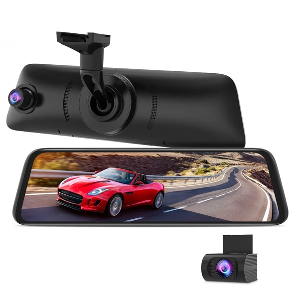 AUTO-VOX V5PRO OEM Ayna Araç Kamerası 1080P Gece Görüşlü Dikiz Aynası Kamerası, Ön ve Arka Kameralı Tam Lamine Dokunmatik Ekran, Geri Görüş Kamerası, Park Modu, GPS Takip, Kablo Bağlantısı Kiti ürün görseli 1