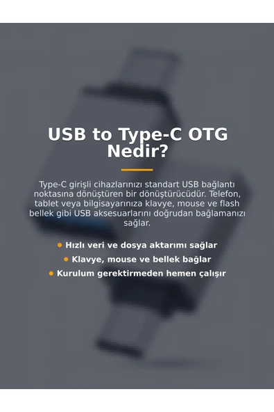 Metal USB to TYPE-C OTG - Gri - Resim 4