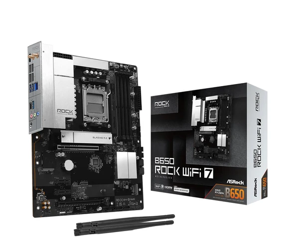 ASRock B650 Rock WiFi7 AM5 ATX anakart (90-MXBUY0-A0UAYZ) ürün görseli 1