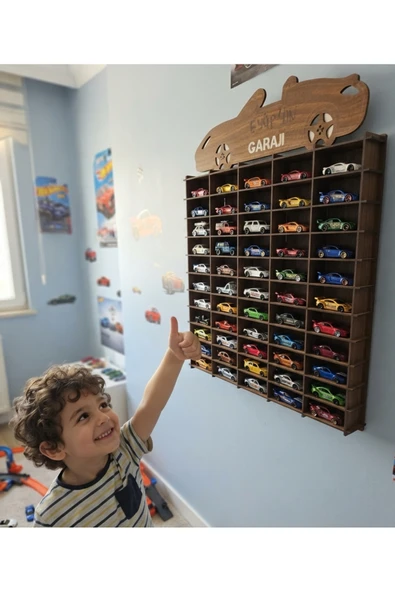 hotwheels Oyuncak Araba Rafı 50'li Beyaz - Resim 3