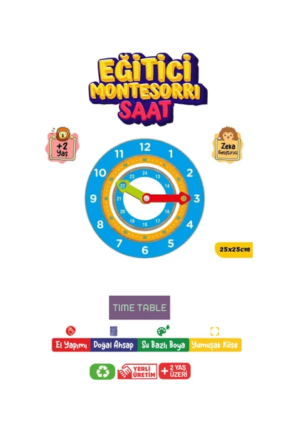 AHŞAP EĞİTİCİ ÖĞRETİCİ MONTESSORİ SAAT ürün görseli 1