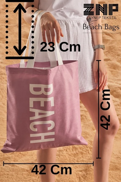Beach Desen Baskılı Plaj Çantası - Resim 4