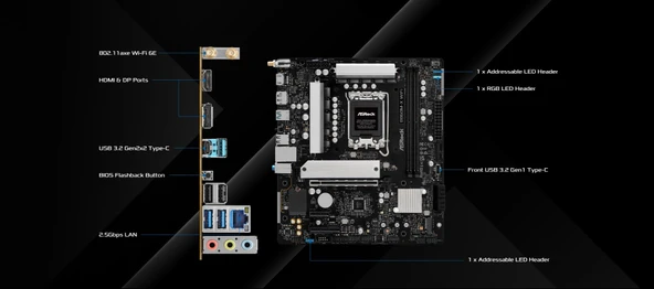 MB ASRock Intel 1851 B860M-X WiFi - Resim 5