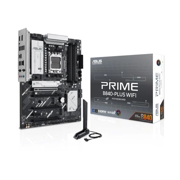 ASUS Prime B840-PLUS WiFi anakart soketi AMD AM5 (AMD B840, ATX, DDR5 bellek, 3X M.2, PCIe 4.0, WiFi 6E, Aura Sync) ürün görseli 1