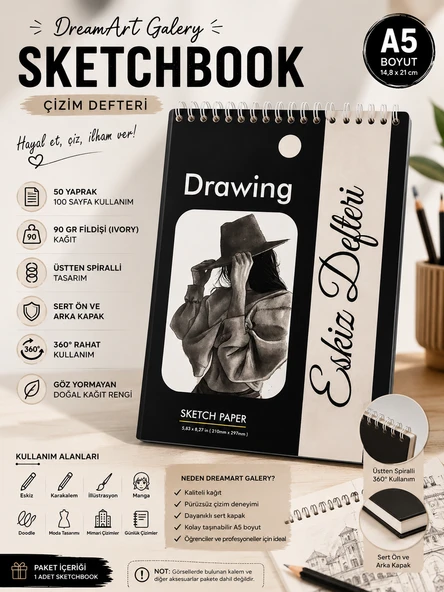 DreamArt Galery Çizim Defteri Sketch Book A/5, Eskiz Defteri (14.8 X 21) ürün görseli 1