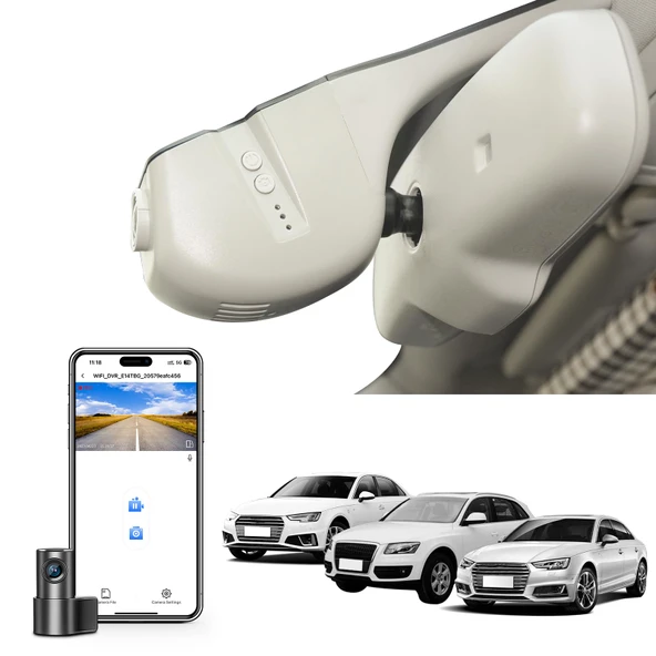 Ön 4K ve Arka 1080p Araç Kamerası Audi için Özel (Model B Bej) A4 A6 Allroad A3 A5 A6 A7 A8 Q3 Q5 S3 S5 S7 S8, Entegre OEM Görünümü, WiFi ve Ücretsiz Uygulama, 128 GB Kart ürün görseli 1