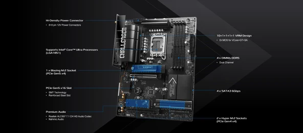 MB ASRock Intel 1851 B860 Challenger WiFi - Resim 5