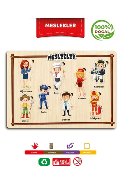 ahşap eğitici öğretici sevimli meslekler meslekleri öğreniyorum ürün görseli 1