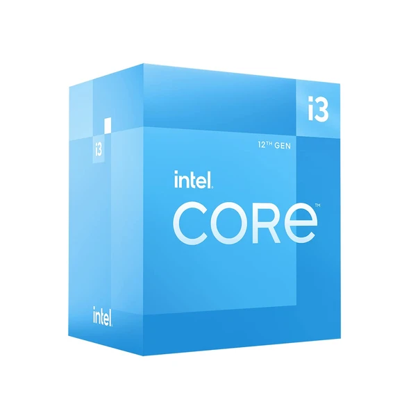 Intel® Core™ i3-12100 12. nesil masaüstü işlemci (temel saat hızı: 3,3 GHz, 4 çekirdekli, LGA1700, RAM DDR4 ve 128 GB'a kadar DDR5) ürün görseli 1